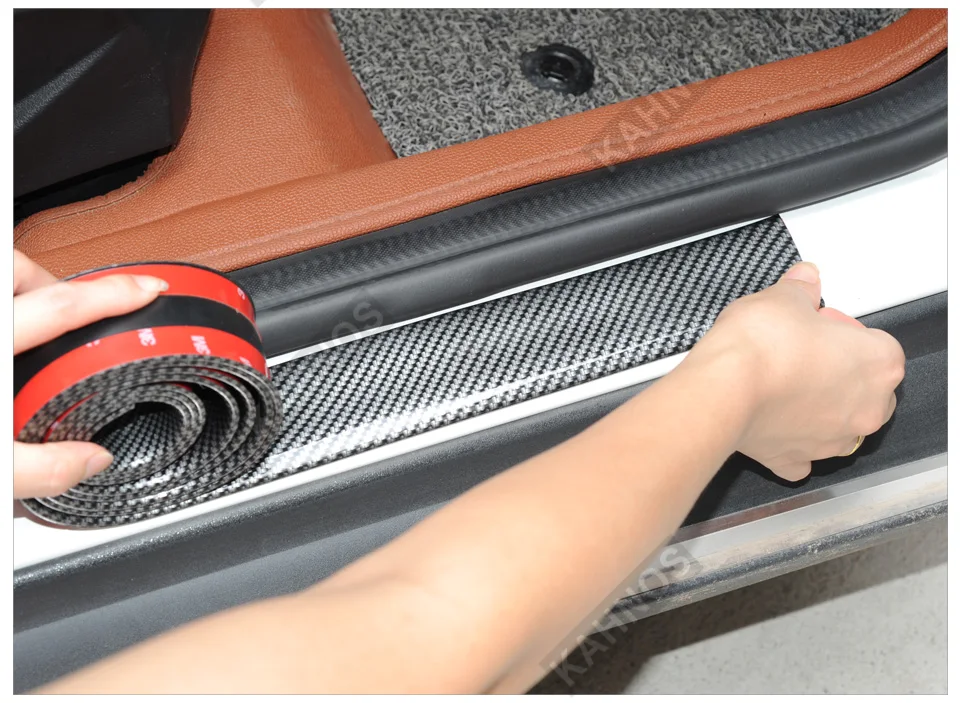 Наклейки для автомобиля 5D углеродное волокно Резина Стайлинг порога протектор товары для Ford Toyota BMW Audi Mazda KIA hyundai и т. Д. Аксессуары