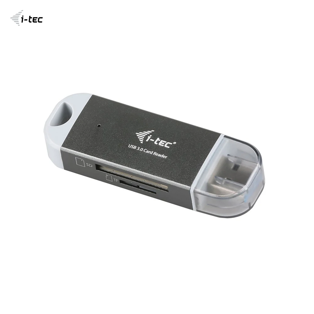 I-tec USB 3,0 Dual Card Reader, MicroSD (transmflash), MicroSDHC, MicroSDXC, SD, SDHC, SDXC, USB 3,0, 5000 Мбит/с, серый, белый, W