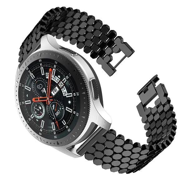 Аксессуары для часов для samsung Galaxy Watch 46 мм SM-R800 роскошный браслет из нержавеющей стали сменный ремешок 22 мм - Цвет ремешка: Черный