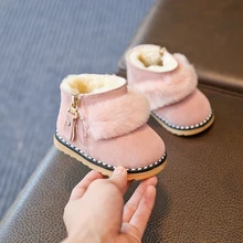 Детская обувь зимние ботинки для девочек; зимняя одежда для детей ясельного возраста; хлопковые сапоги Стразы полусапожки