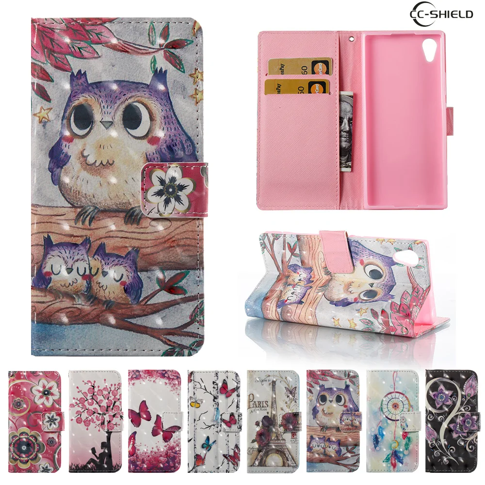 

Flip case for Sony Xperia XA1 LTE Dual G3121 G3316 G3112 3D card slot Phone leather Case for Sony Xperia XA 1 G 3121 3316 capa