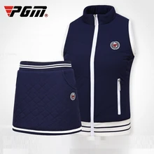 Golf PGM Làm Dày Quần Áo Ấm Phù Hợp Với Phụ Nữ Không Tay Áo Khoác Vest Bộ Quần Short Nhung Váy Lady Golf Bóng Thời Trang D0492(China)
