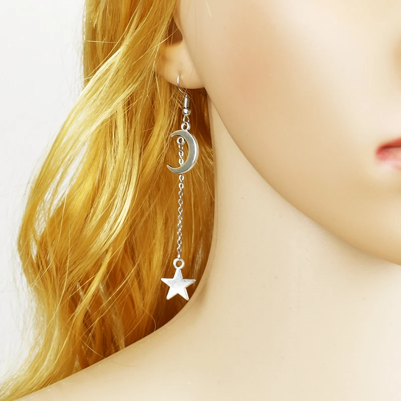 Новая Луна Звезда ракета длинные сережки Единорог пентаграмма подвесное сердечко серьги для женщин девушка подарок на день рождения ювелирные изделия