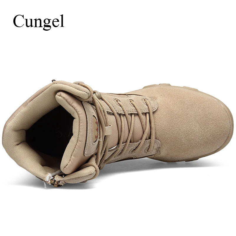Cungel Outdoor Men Hiking shoes Military Desert Combat boots High quality Mountain Trekking Climbing shoes Army Tactical boots