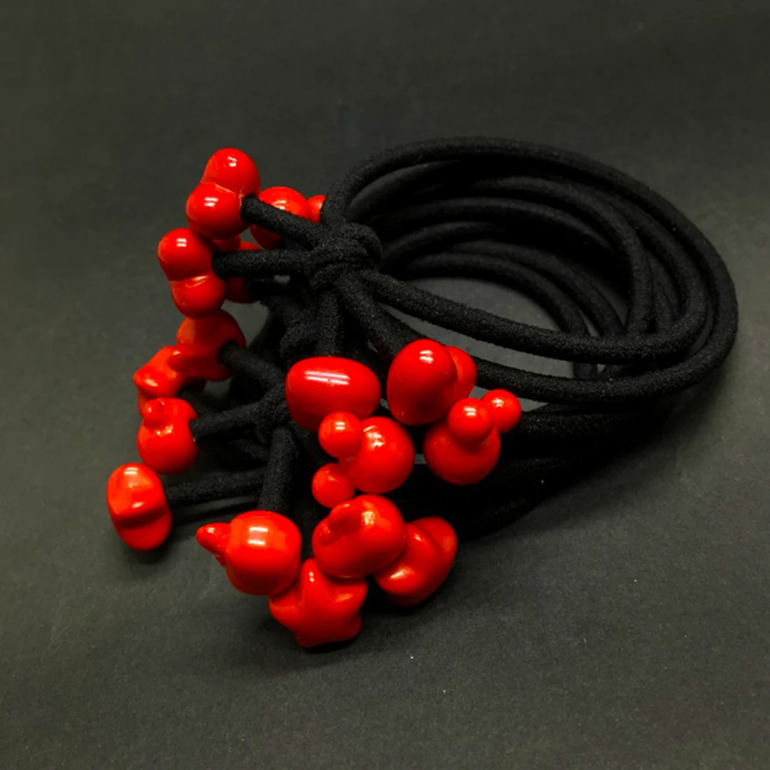 1PC Beautiful Elastic Polyester Cute Black Red Hair Rubber Band with