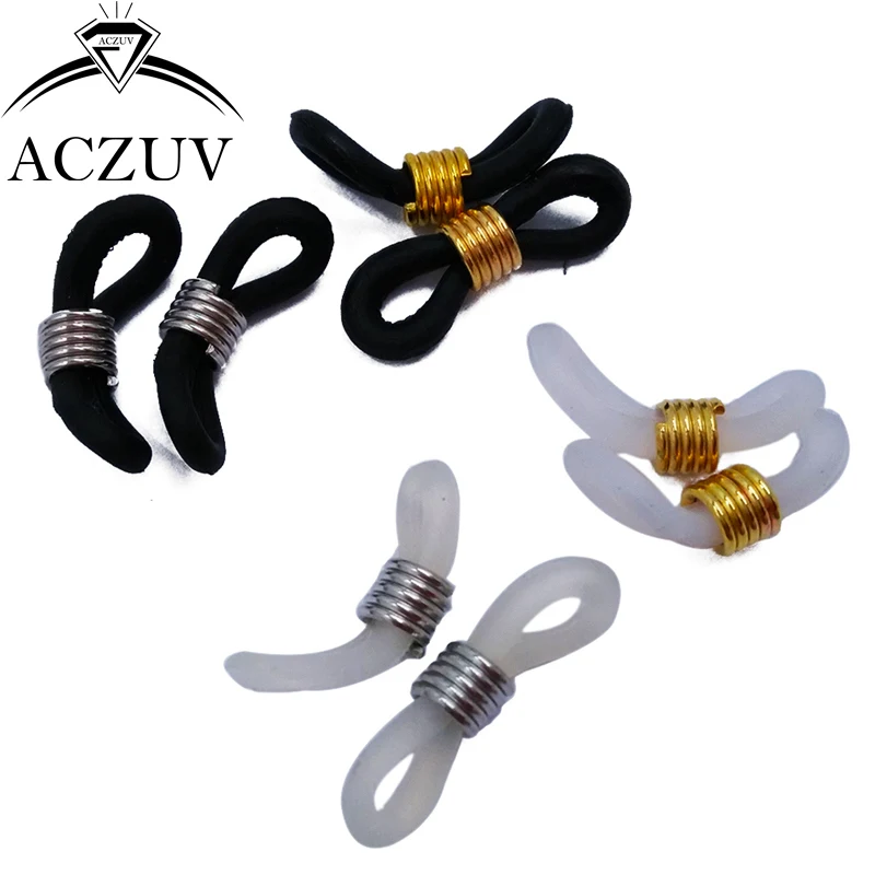 500Pcs 20x5mm Adjustable Black and Clear Rubber Glasses Lanyard Cord Ends for Sunglass Eyeglass