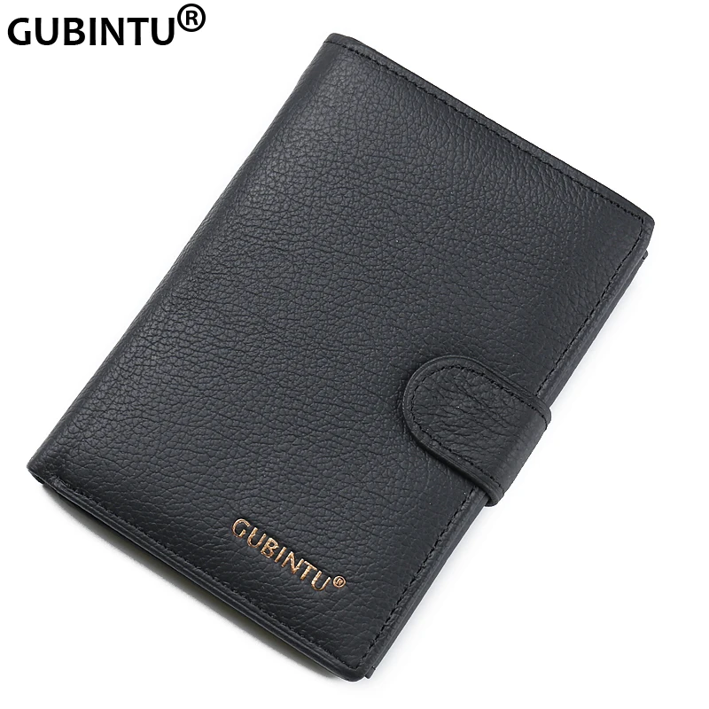 

GUBINTU Genuine Leather Men Wallets with Coin Pocket Passcard Pocket and Big ID Card Holder Famous Brand Big Capacity Men Wallet
