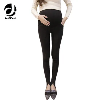 

tcYct 2017 Autumn Maternity Pants Winter Plus Size Pregnant Pants High Waist Thick Velvet Maternity Clothes Jeans