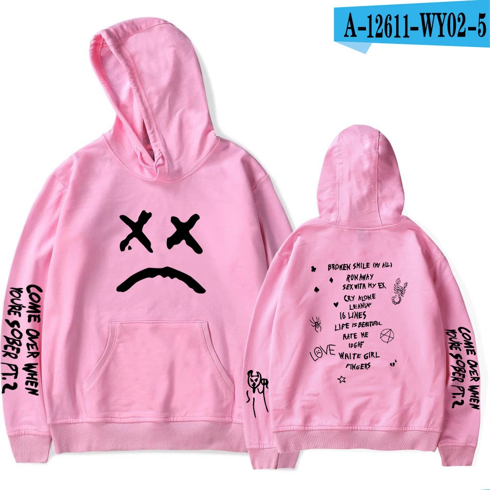 New lil peep Hoodie Men and Women Fans Sweatshirt Hoodies Sweatshirts Long Sleeve Print Hip Hop lil peep Boy Casual Clothes - Цвет: pink