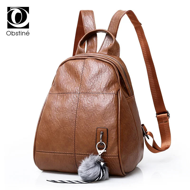 

Women Small Backpack with Zipper Vintage Backpacks for Teenage Girls Soft PU Leather School Bags Ladies Travel Bagpack Female