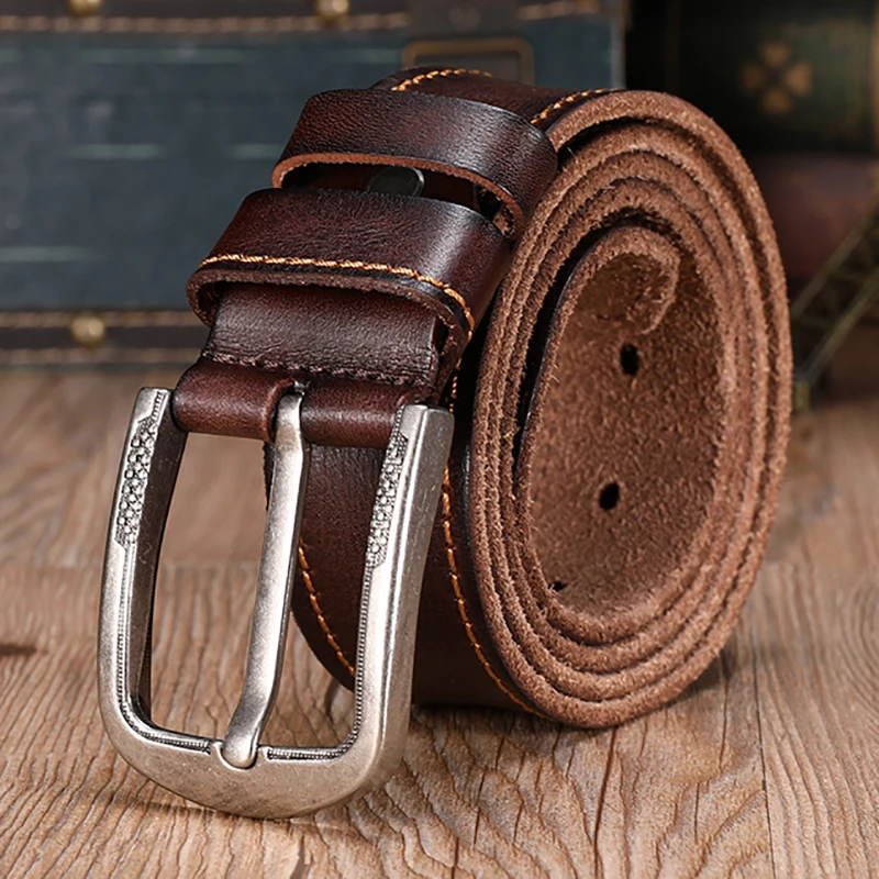

New Luxury Belts For Men Cowskin Leather Cowskin Belt pin Buckle High Quality Personality Retro Business Designer Male Men Belts