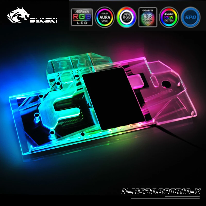

Bykski N-MS2080TRIO-X Full Cover GPU Water Block For MSI RTX 2080 GAMING X TRIO Graphics Card AURA SYNC Heatsink