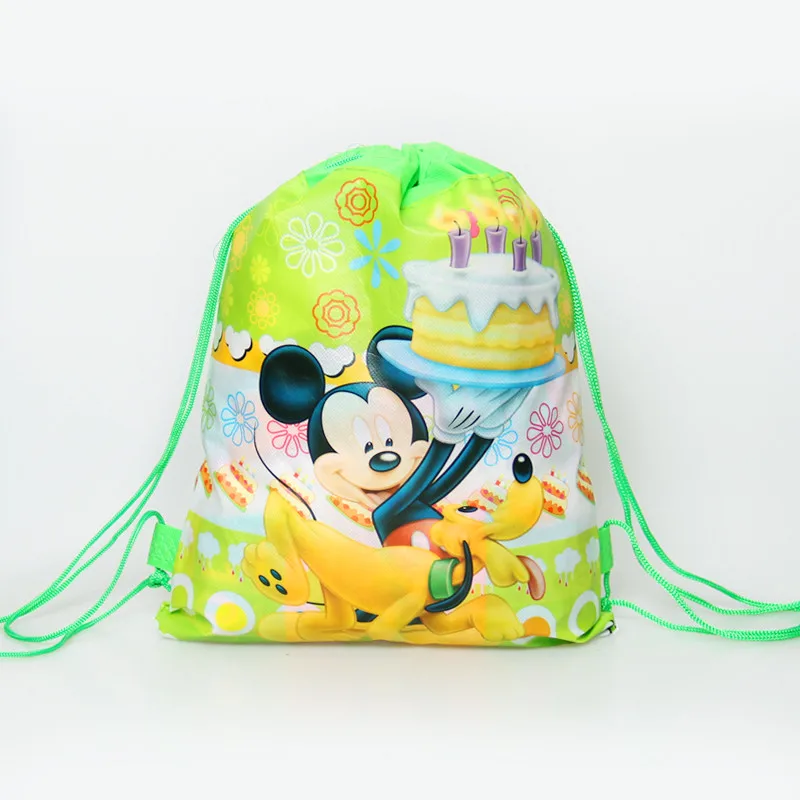 1 шт., Нетканая сумка с изображением Минни Микки Моаны троллей, тканевый рюкзак, детская школьная сумка для путешествий, украшение mochila, Подарочная сумка на шнурке - Цвет: Mickey