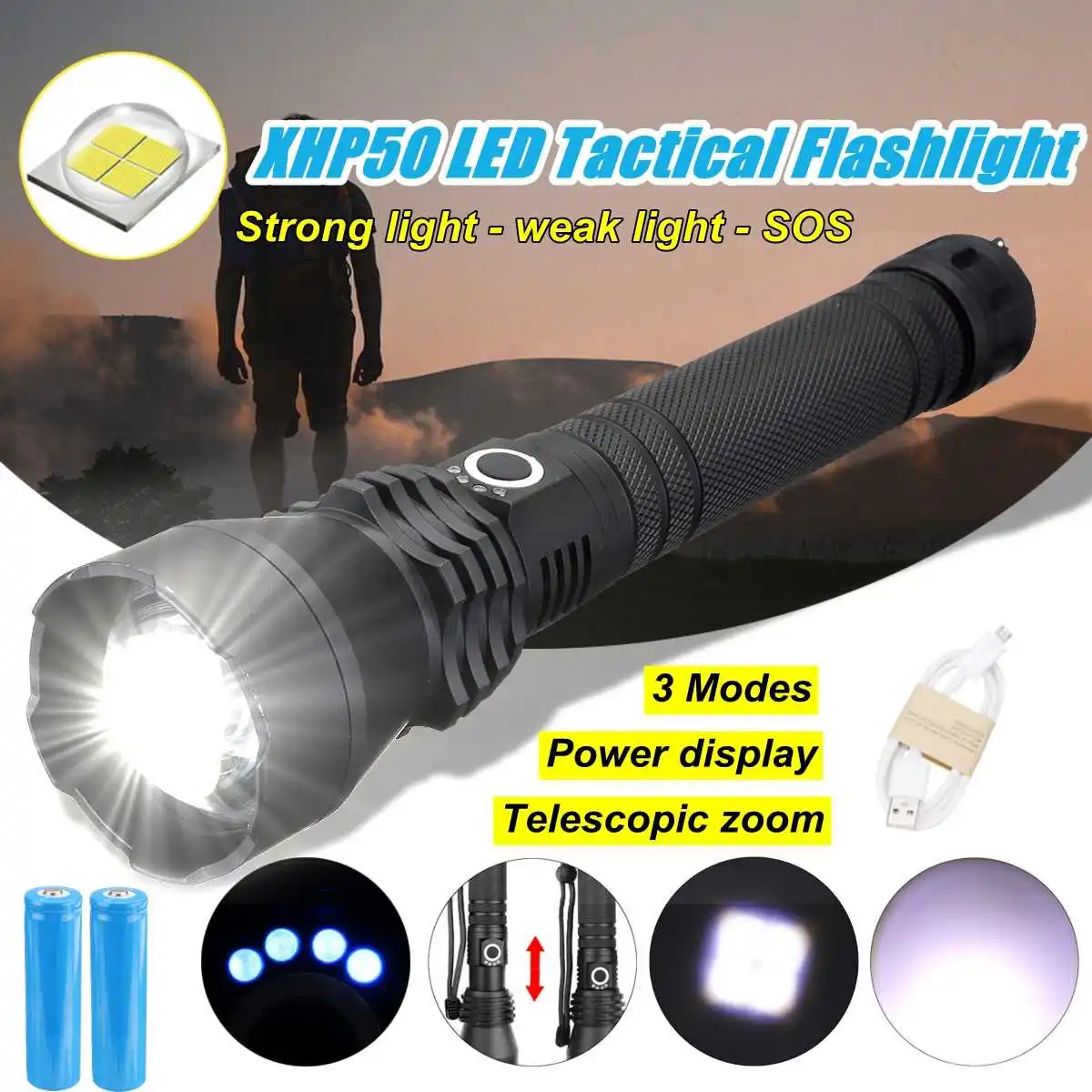 

COB LED flashlight 40000lm Smuxi Portable Work Lamp XHP50 Magnetic zoomable Worklight 3 modes Rechargeable waterproof