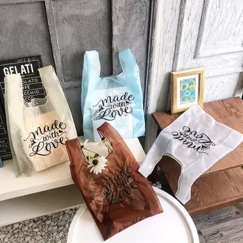 

Organza Hot Sale Fashion printing foldable green shopping bag Tote Folding pouch handbags Convenient Large-capacity storage bags