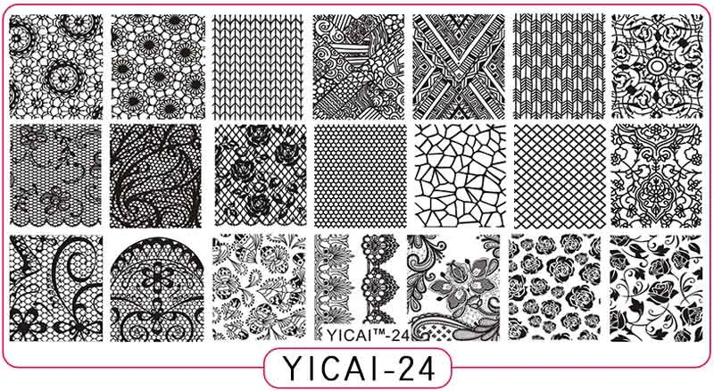 Металлическая глубокая гравировка, штамп для ногтей 6,5*12,5 см, YICAI 3D, для Хэллоуина, Космический цветочный узор, для ногтей, штамповка, пластины(1-40 - Цвет: YICAI-24