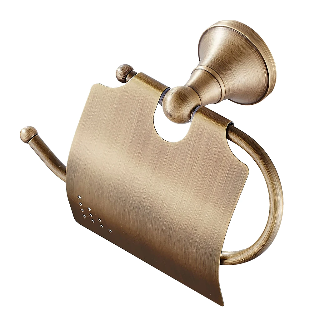 Brass Antique Bathroom Toilet Paper Holder Hanger with Cover Tissue Bar