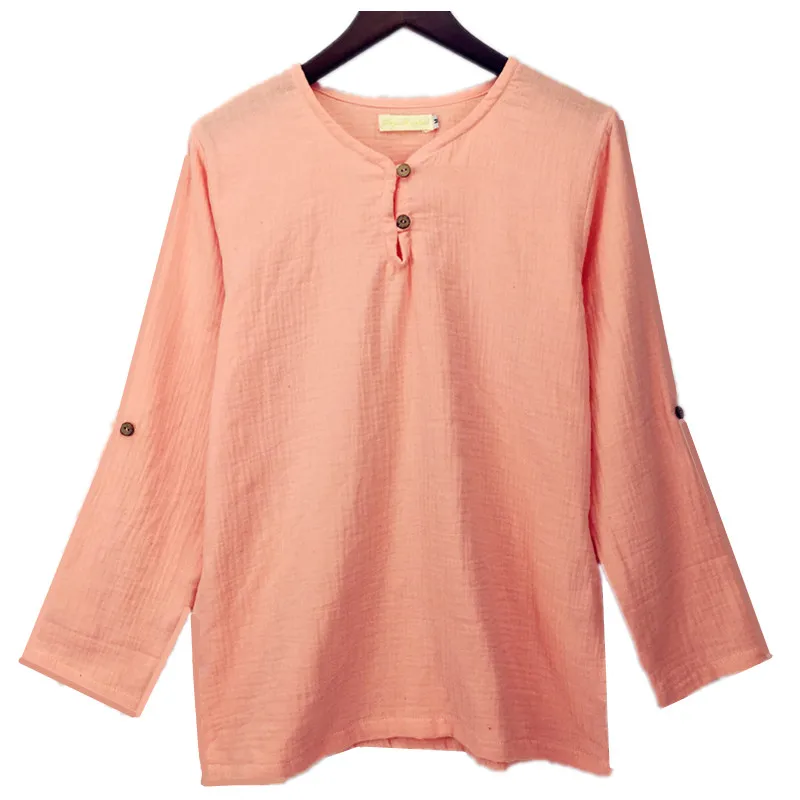 Весенне-осенняя хлопковая льняная футболка с длинными рукавами, 12 цветов, одежда размера плюс S-5XL 6XL, футболки, женские рубашки, camisetas femininas