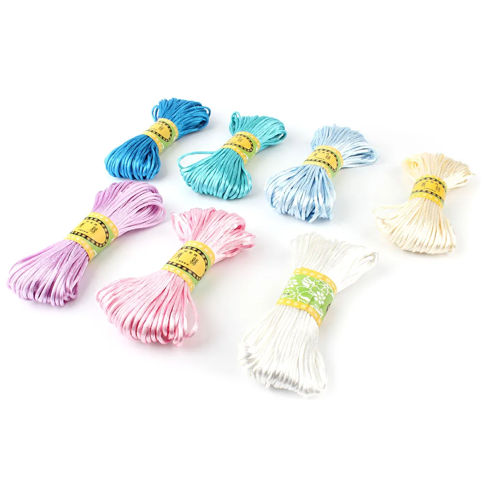 Satin Silk Rope Nylon Cord 20Meters 2.5mm Baby Teether Accessories Teething Necklace Rattail Cord DIY Tool 10Color teething toys
