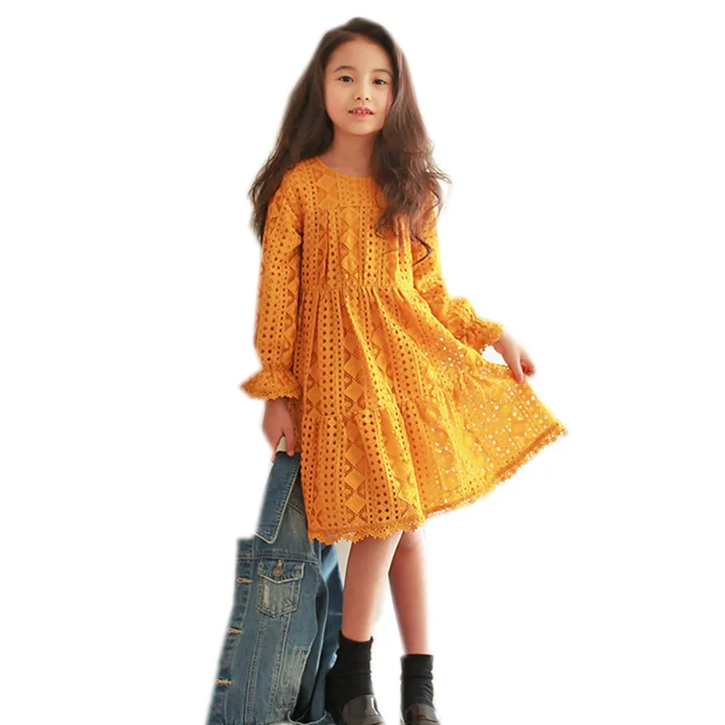4 to 14 years kids & teenager girls petal lng sleeve lace princess