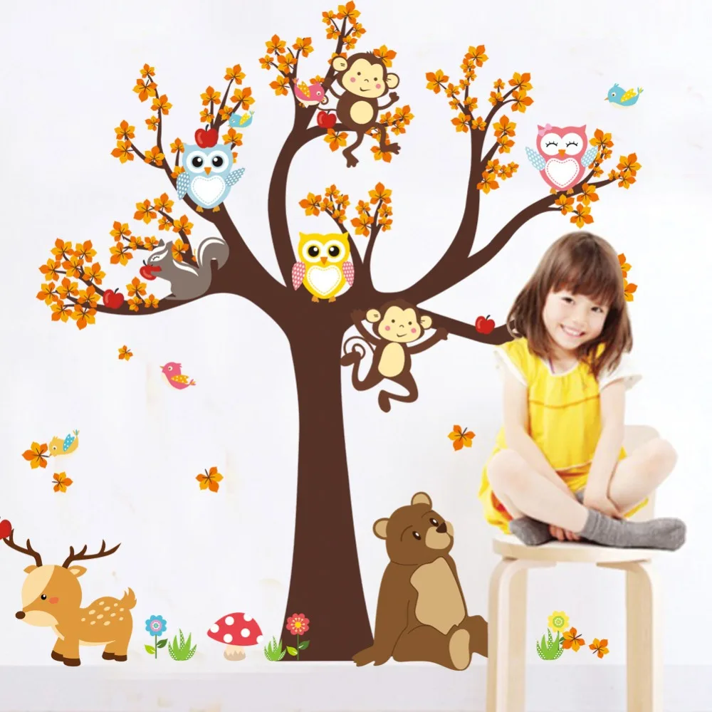 

Wall Stickers For Children Room Funny Brand Waterproof Kids Wall Stickers For Girls Cool Decorative Animal Stickers Love Room