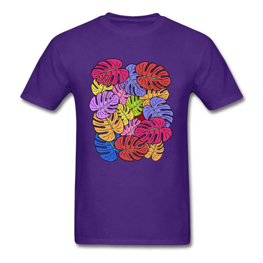 Normal T Shirts High Quality Round Collar Monstera 6 Cotton Fabric Men Tops T Shirt Custom Short Sleeve T Shirt Monstera 6 purple