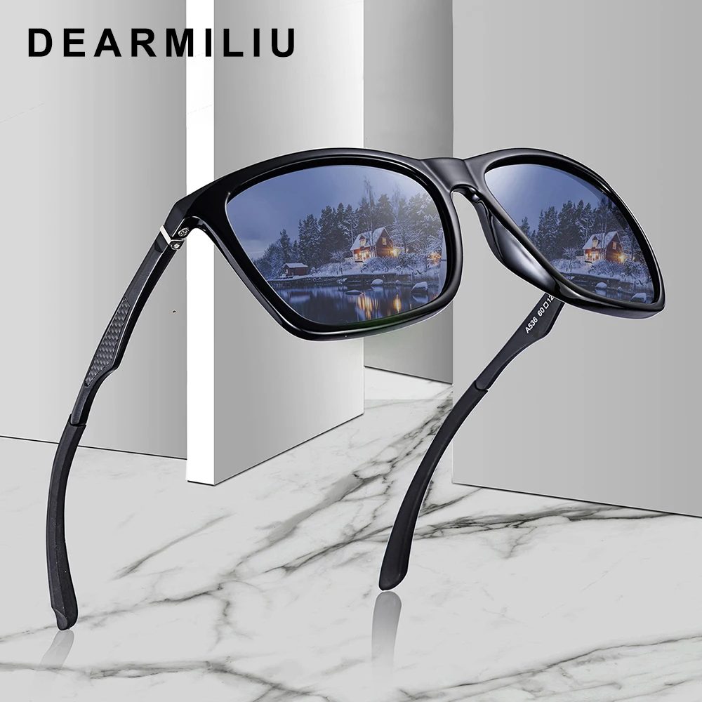 

DEARMILIU Aluminum Magnesium Leg Mens Sunglasses Polarized Square Mirror Goggle Sun Glasses oculos Eyewear Accessories For Men