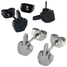 Панк крутой мальчик Серебряный тон черные серьги из нержавеющей стали Ювелирные серьги-шпильки женщины мужчины милый маленький Прекрасный палец руки серьги-шпильки s