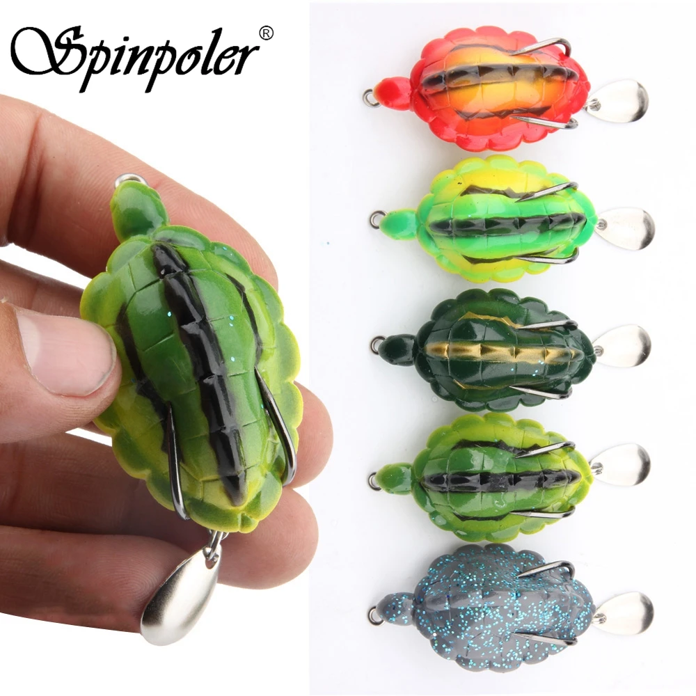 

New Products 1pc 5.5cm 13g Simulation Tortoise Soft Bait With Double Barbed Hooks Frog Snakehead Lure Fresh Water