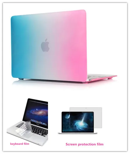 

Newest Rainbow Laptop Protective Case Cover For Macbook 12 inch Cover+Keyboard Cover Film+Screen Protection Film Free Shippipng