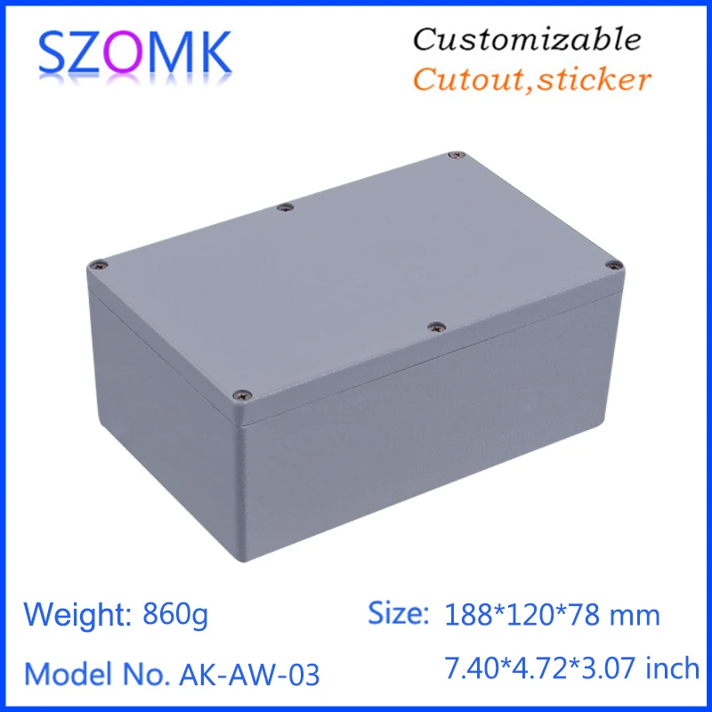 

1 piece, 188*120*78mm hot szomk IP66 die casting aluminum waterproof box for electronic components
