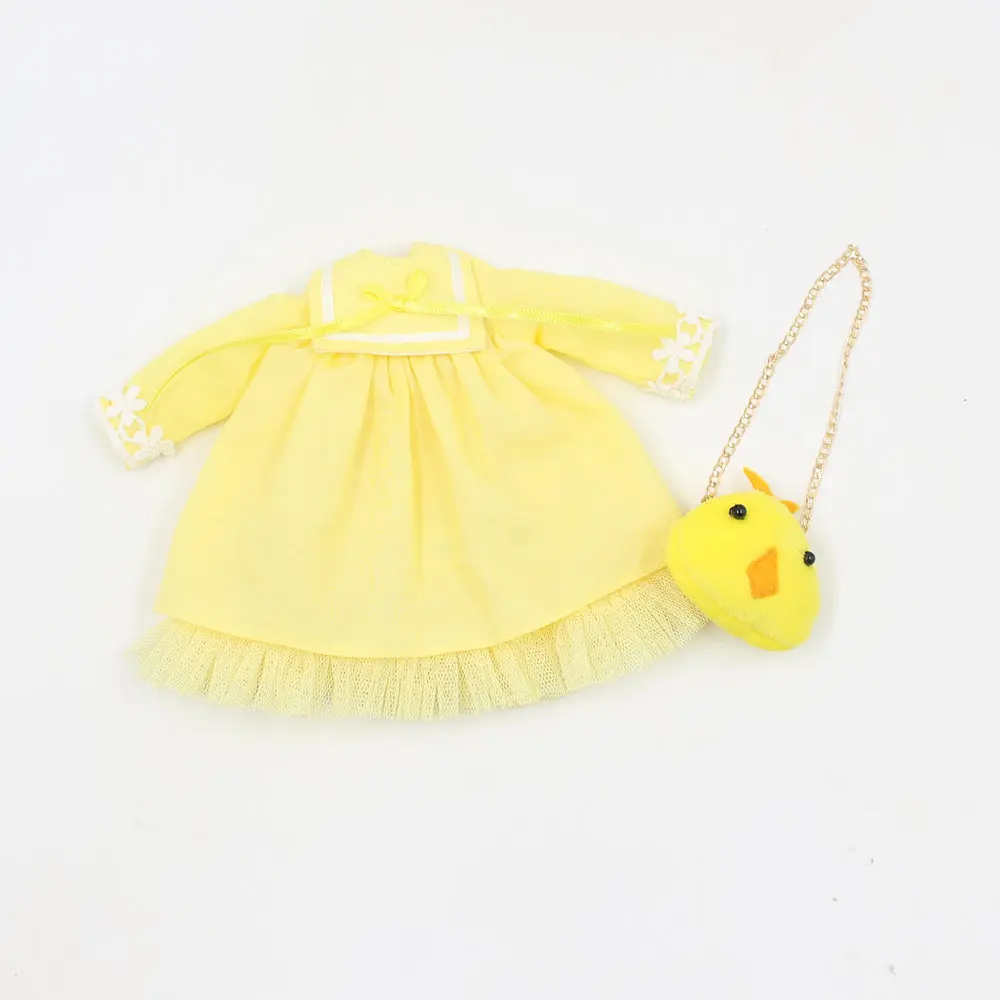 

Dream Fairy yellow cute dress chicken bag lace lovely girl for blyth doll icy it suitable for 1/6 gift toy