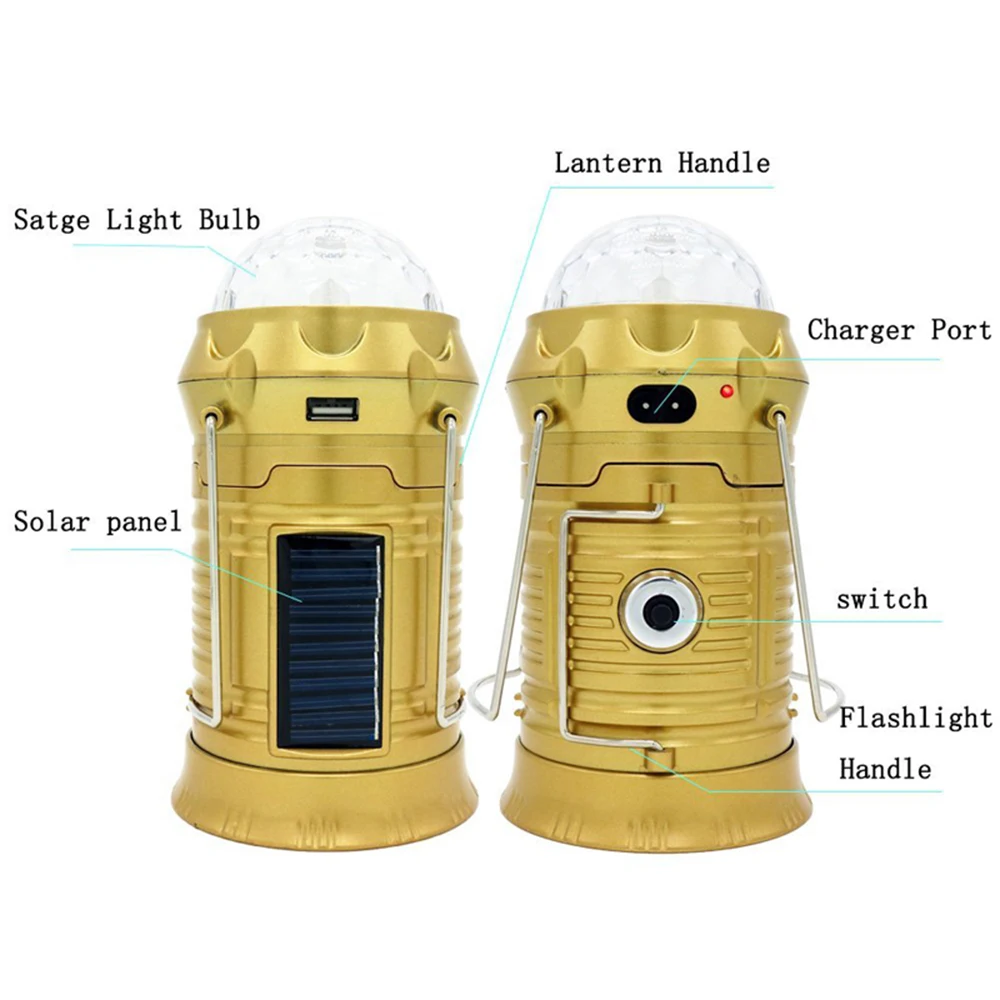 Солнечный кемпинг Фонари 3-в-1 светодиодный вечерние диско светильник Перезаряжаемые Портативный флэш-светильник для Пеший Туризм Кемпинг Тент аварийный светильник Инж