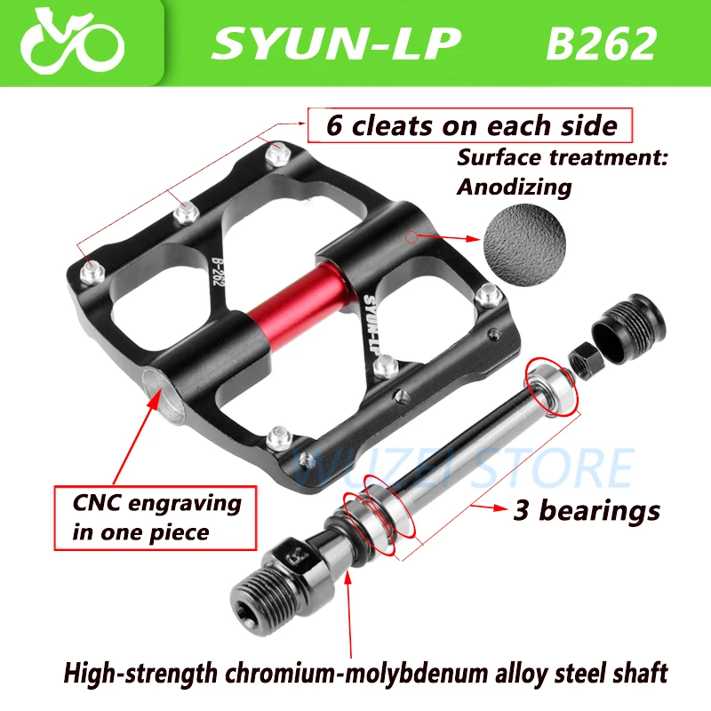 SYUN_LP Сверхлегкая герметичная велосипедная педаль с ЧПУ алюминий 3 подшипники противоскользящая педаль для MTB Горная дорога велосипед велосипедные аксессуары