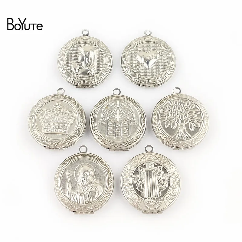 

BoYuTe New Arrive Stainless Steel Jewelry Pendant Round 31MM Memory Prayer Locket Photo Locket Pendant