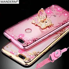 

Manderm case cover for xiaomi mi A1 case luxury rhinestone stand holder xiaomi A1 mi 5X silicone protective mobile phone cases