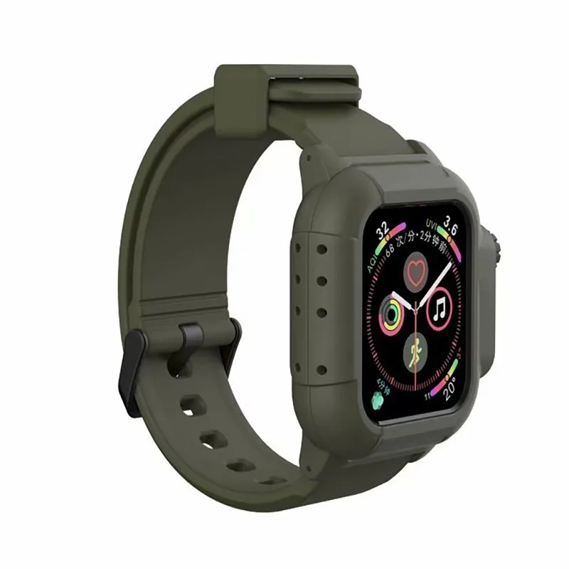 Водонепроницаемый чехол для Apple Watch band 4 iwatch band 42 мм силиконовый ремешок 44 мм 40 мм pulseira браслет умные часы аксессуары петля - Цвет ремешка: 15 Olive