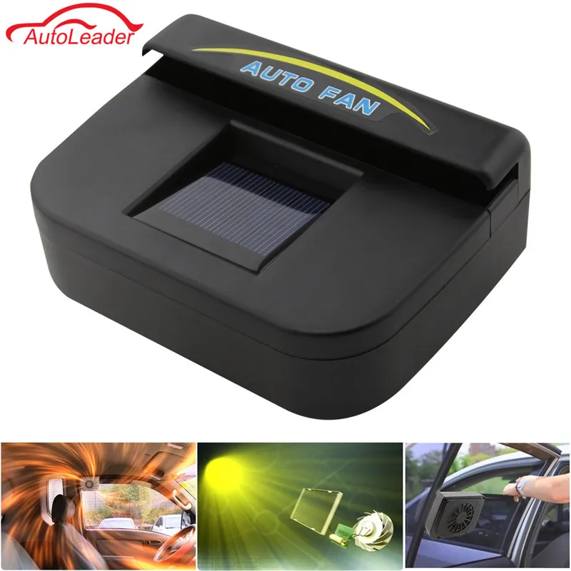 

Solar Sun Power Car Auto Fan Air Vehicle Vent Cool Cooler Ventilation System Radiator Fit for Fits Car Window Black