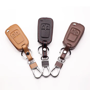 

for Opel Astra Corsa Insignia Meriva Zafira Antara ASTRA J MOKKA 100% leather car key cover dust collector 3 button Key cases