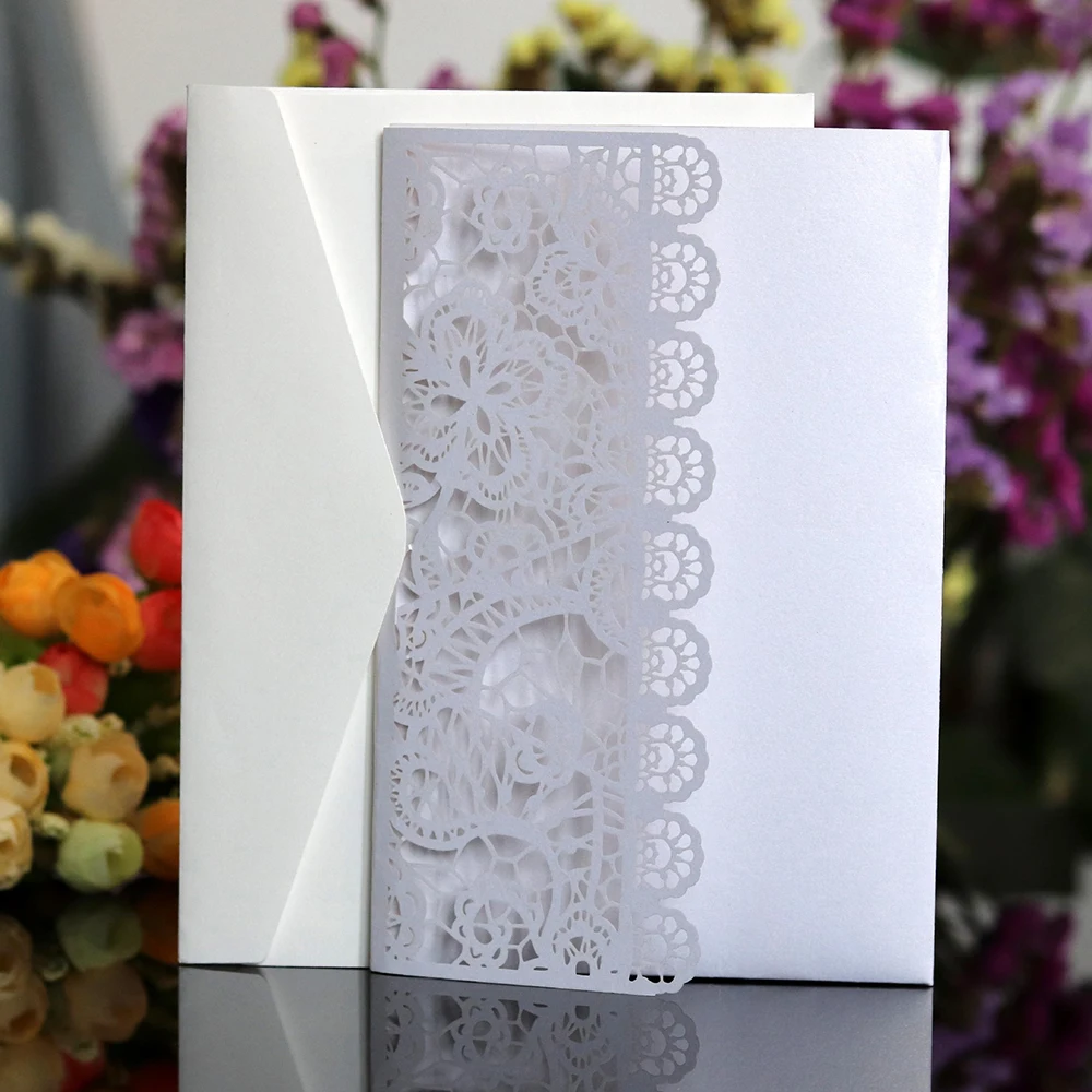  10PCS Laser Cut Wedding Invitations Card Lot Without Envelope Party Decor - 32950708378