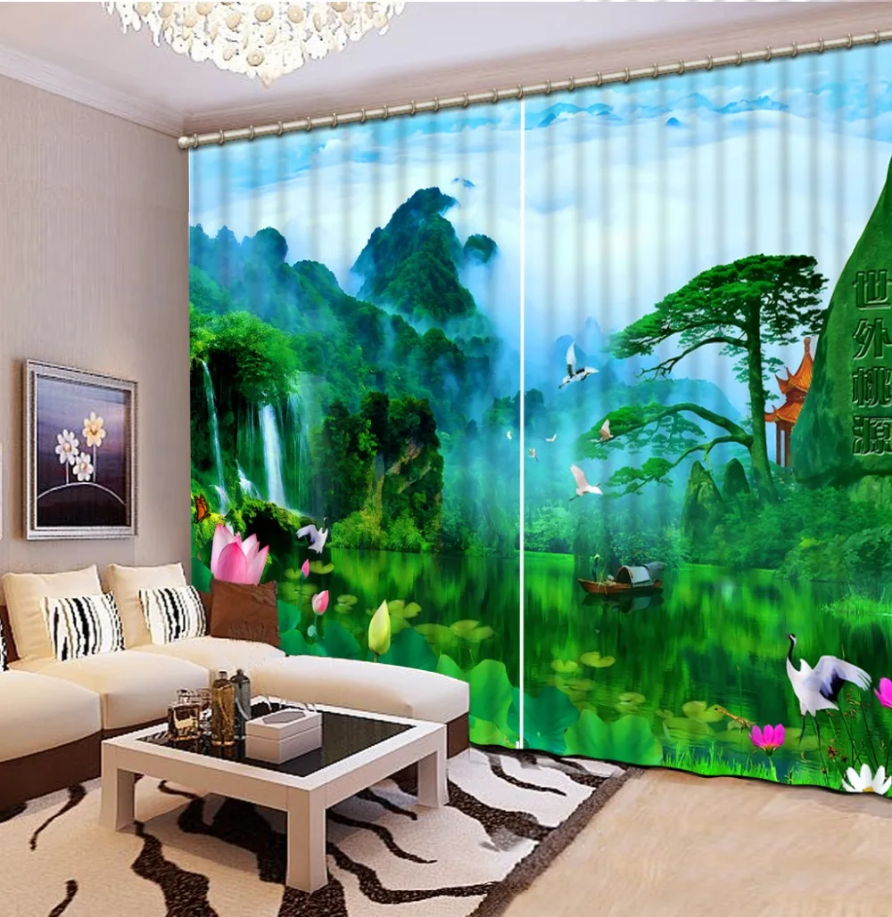 

home decor 2019 curtains landscape window curtain living room customize blackout curtains decoration
