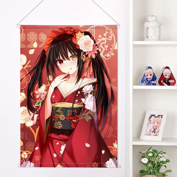 

Flat New Japanese Anime Cartoon Date A Live Tokisaki Kurumi Peach Skin Velvet Wall Scroll Poster Print