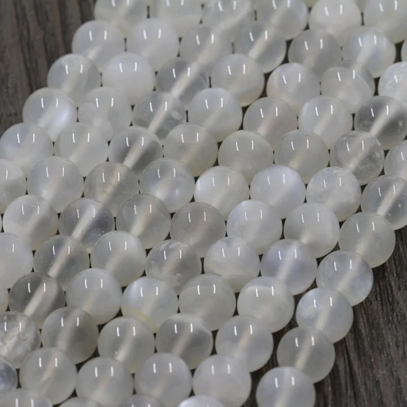 Fashion Natural Moonstone Bead Moon Stone Round Spacer Beads Shinning with Blue Light No Plastic No Glass DIY Making Jewelry