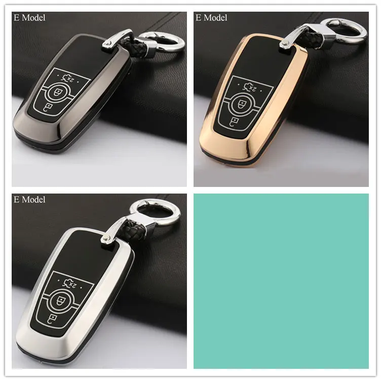 Чехол для ключей автомобиля из цинкового сплава, подходит для Ford Focus 3 Ecosport Kuga Escape, чехол для ключей, светящийся в темноте - Название цвета: E Model