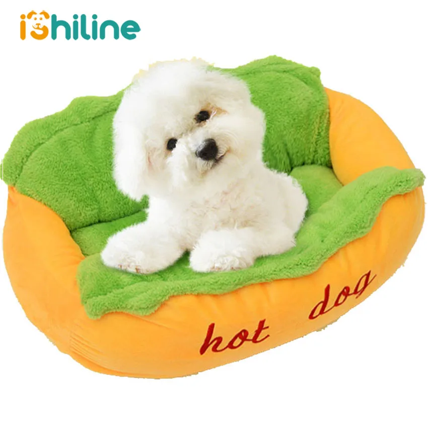 cheap Hot Dog Dog Beds Removable Soft Mat Pet Sofa Cute Beds for Cozy Puppy Litter Cat Sleeping Cushion Chihuahua Teddy Nest Kennel