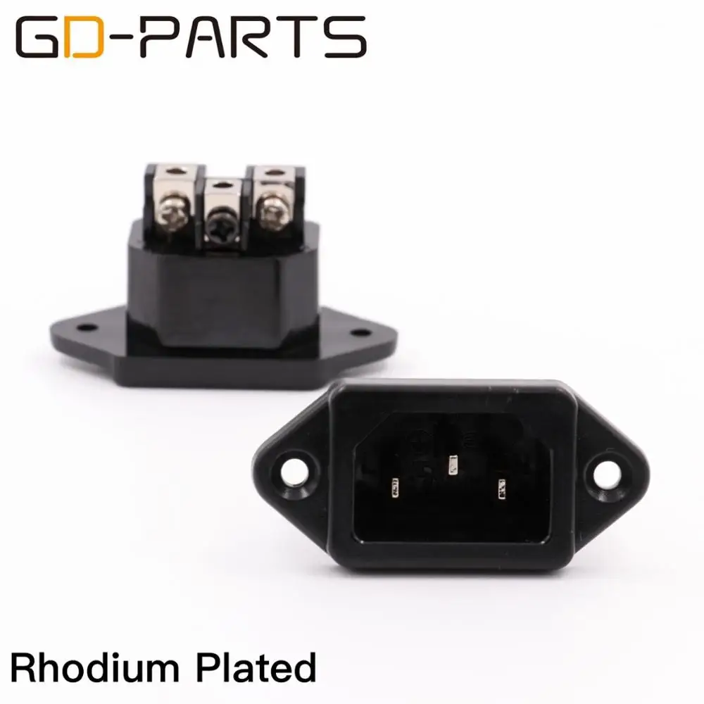 GD-PARTS IEC320 C14 3pin Мужской Разъем питания покрытие золотом и Родием Латунь шнур питания Входная розетка продается бесплатно - Цвет: Rhodium Plated