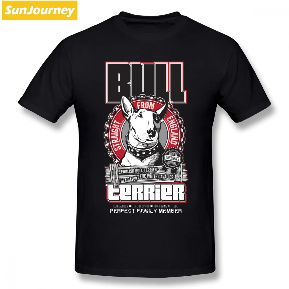 

English Bull Terrier Men T Shirt Drop Shipping Streetwear Oversize Cotton Crewneck Short Sleeve Custom Men's Shirts