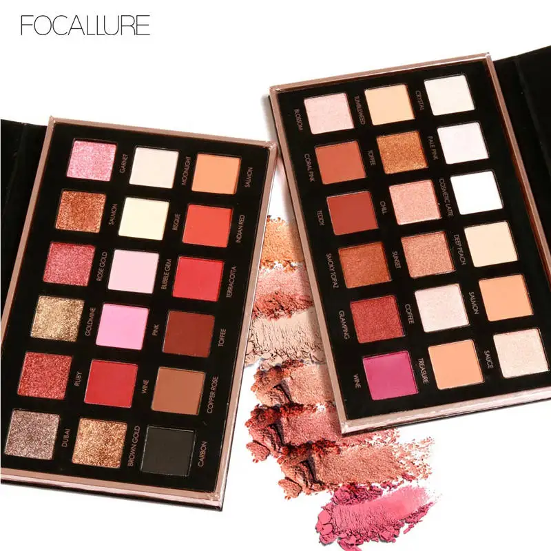 Тени для глаз focallure палитра 18 цветов Make Up Maquiagem инструмент Мерцающая Косметика Тени для век длинные блестящие тени для век Pallete