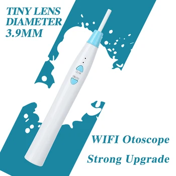

New Mini Ear Spoon Endoscope Camera Wifi Otoscope HD 720P 3.9 Diameter 70 Degree Lens 6PCS LED Lights