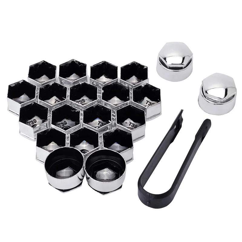 NS Modify Car Styling 20Pcs 17mm Truck Bike Tire Valve Stem Caps Wheel Nuts Covers Anti Theft Black/Silver/Gray